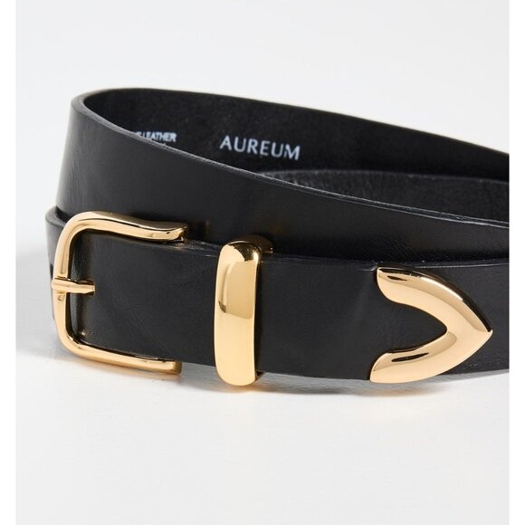 AUREUM Gold Tip Belt in Black Leather X-Small/Small New Womens No 7 - Picture 1 of 11